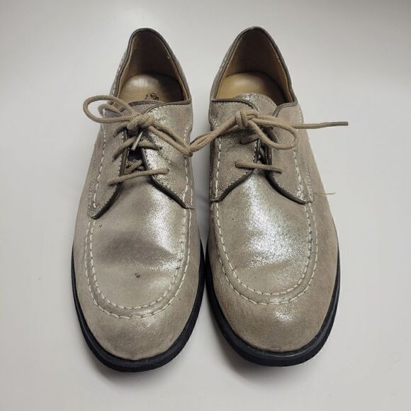 Hush Puppies Lifetime Silver Metallic Leather Oxfords - Picture 1 of 11